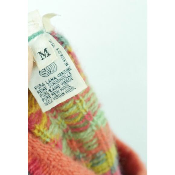 Vintage Benetton Medium Sweater Multicolor Rainbow Fair Isle Ski Nordic Wool 80s - Picture 13 of 14